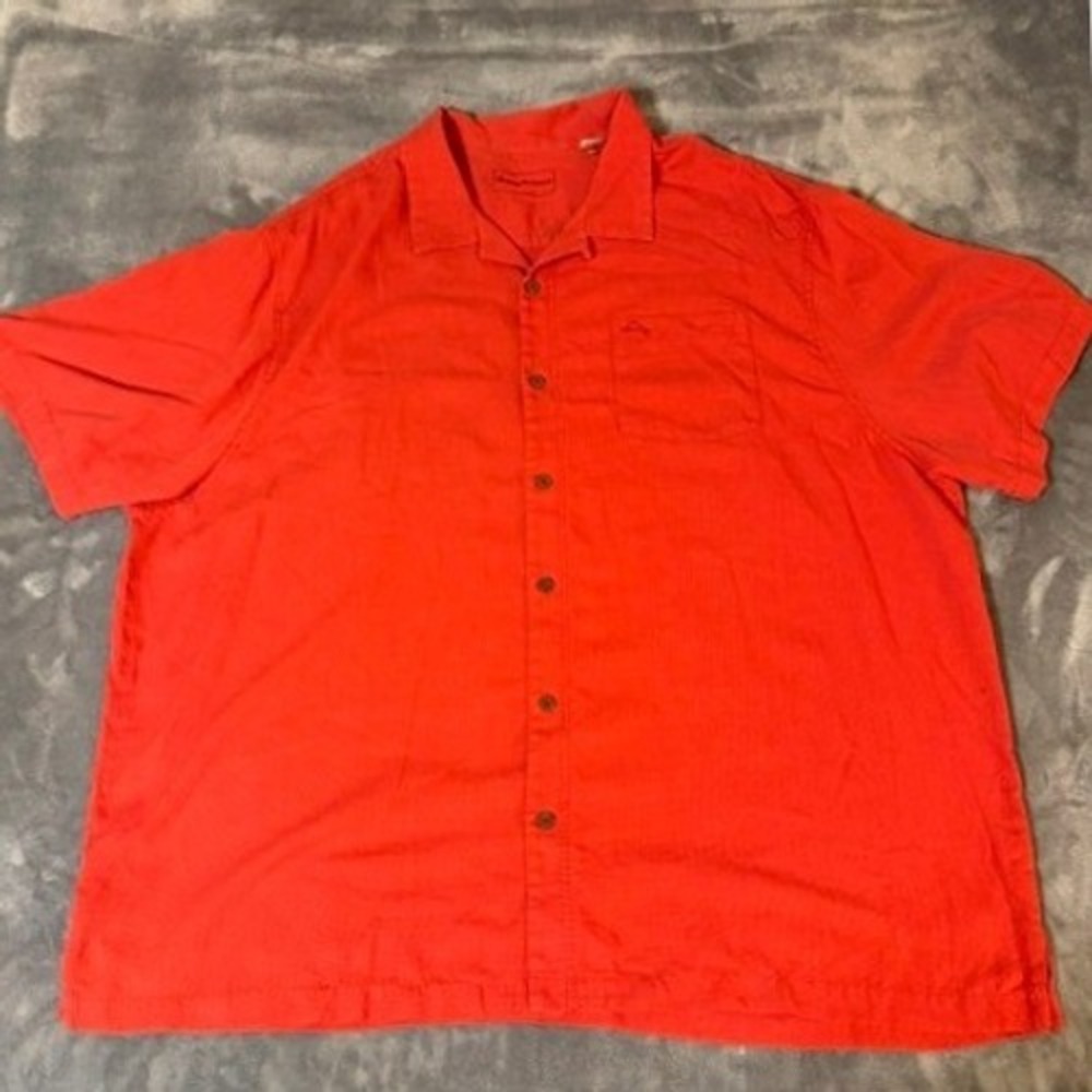Tommy Island Zone Bahama Shirt Mens 3XB Red Silk Blend Button Down EUC
